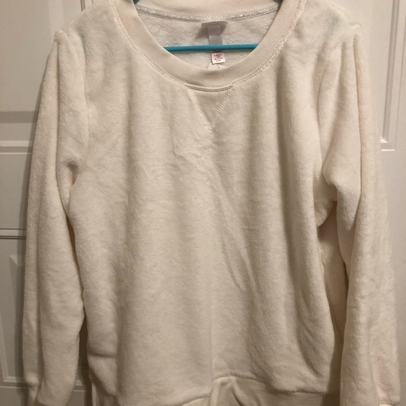 White Fleece Long Sleeved PJ Shirt - Picture 1 of 4